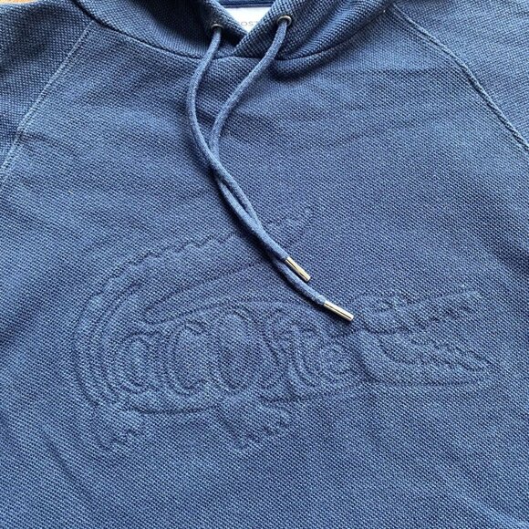 Lacoste Embossed Crocodile Pullover Hoodie Blue Small - Picture 2 of 4